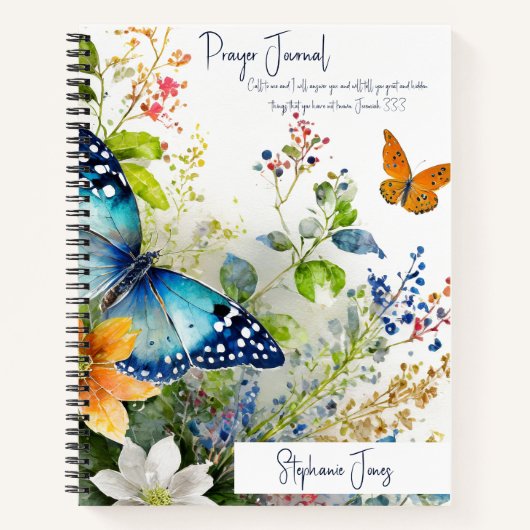 Butterfly floral gepersonaliseerd gebedsjournaal notitieboek (Voorkant)