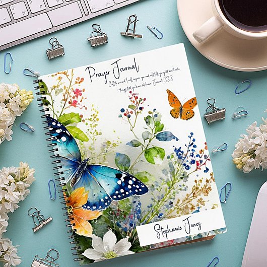 Butterfly floral gepersonaliseerd gebedsjournaal notitieboek