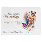 Butterfly Floral Gift Bag -Customization Available Groot Cadeauzakje (Achterkant)