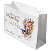 Butterfly Floral Gift Bag -Customization Available Groot Cadeauzakje (Achterkant Gekanteld)