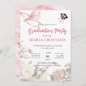 Butterfly & Floral Graduation Party Uitnodiging (Voorkant / Achterkant)