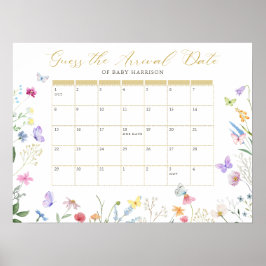 Butterfly Floral Guess De Aankomstdatum Kalender Poster
