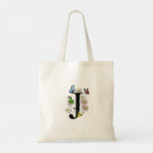 Butterfly Floral Letter J Monogram Tote Bag (Achterkant)
