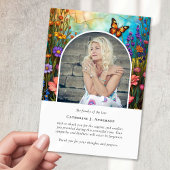 Butterfly Floral Memorial Foto Sympathy Funeral Bedankkaart