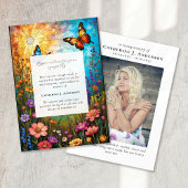 Butterfly Floral Memorial Foto Sympathy Funeral Bedankkaart