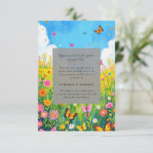 Butterfly Floral Memorial Foto Sympathy Funeral Bedankkaart (Staand voorkant)