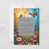 Butterfly Floral Memorial Foto Sympathy Funeral Bedankkaart (Voorkant)