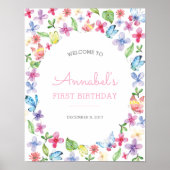 Butterfly floral party Welcome Sign. Poster (Voorkant)