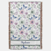 Butterfly Floral Pattern Throw Blanket Deken (Voorkant Verticaal)