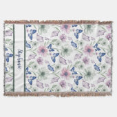 Butterfly Floral Pattern Throw Blanket Deken (Voorkant)
