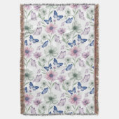 Butterfly Floral Pattern Throw Blanket Deken (Voorkant Verticaal)