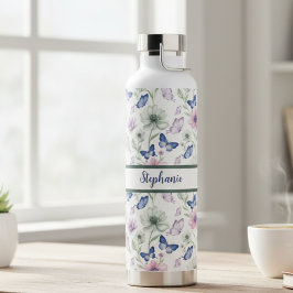 Butterfly Floral Pattern Water Bottle Waterfles