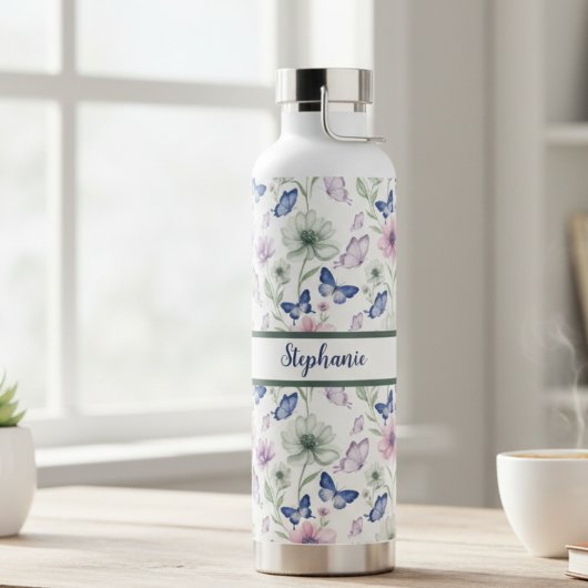 Butterfly Floral Pattern Water Bottle Waterfles