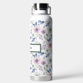 Butterfly Floral Pattern Water Bottle Waterfles (Achterkant)