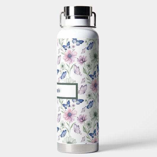 Butterfly Floral Pattern Water Bottle Waterfles (Achterkant)
