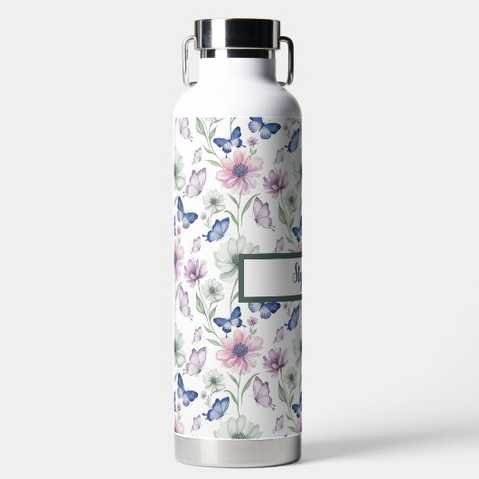 Butterfly Floral Pattern Water Bottle Waterfles (Voorkant)
