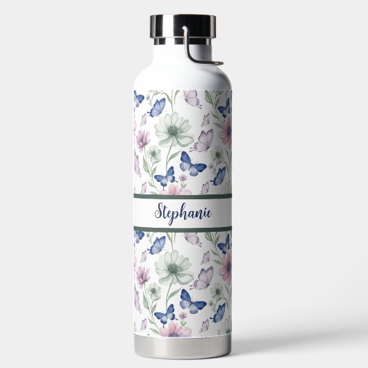 Butterfly Floral Pattern Water Bottle Waterfles (Links)