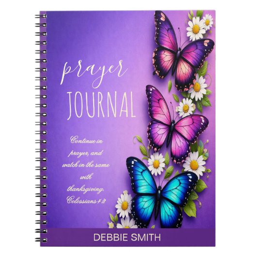 Butterfly Floral Personalized Prayer Journal Notitieboek (Voorkant)