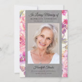 Butterfly Floral Photo Keepsake Funeral Memorial Bedankkaart (Voorkant)