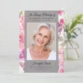 Butterfly Floral Photo Keepsake Funeral Memorial Bedankkaart (Staand voorkant)