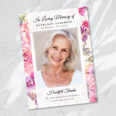 Butterfly Floral Photo Keepsake Funeral Memorial Bedankkaart