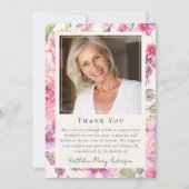 Butterfly Floral Photo Keepsake Funeral Memorial Bedankkaart (Voorkant)