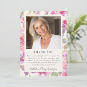 Butterfly Floral Photo Keepsake Funeral Memorial Bedankkaart (Staand voorkant)