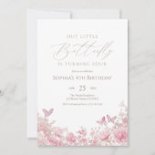 Butterfly Floral Pink Birthday Kaart (Voorkant)