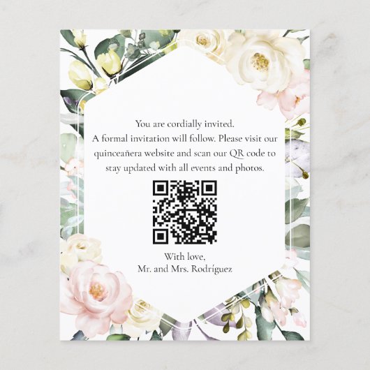 Butterfly Floral Quinceanera foto Sla de datum op (Achterkant)