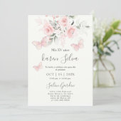 Butterfly Floral Quinceañera Kaart (Staand voorkant)