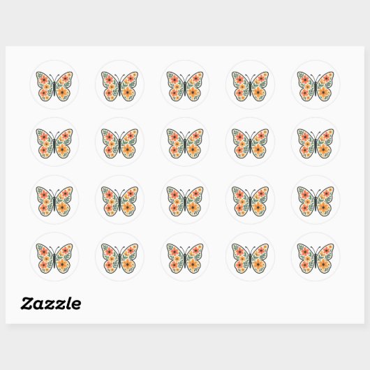 Butterfly Floral  Stickers (Vel)