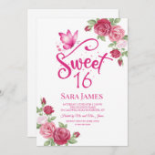Butterfly Floral Sweet 16 Invitation Kaart (Voorkant / Achterkant)