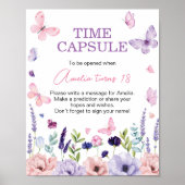Butterfly Floral Verjaardag Party Time Capsule Sig Poster (Voorkant)