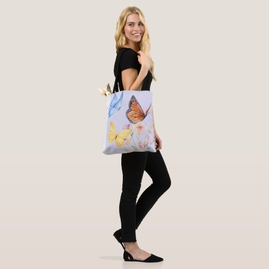 Butterfly & floral Vibes Canvas tas (Op model)