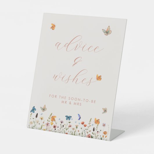 Butterfly Floral Vrijgezellenfeest Advies & Wensen Reclamebord Met Voetstuk (Voorkant)