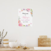 Butterfly Floral Welcome Sign Poster (Keuken)