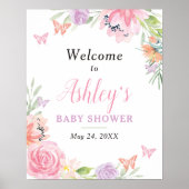 Butterfly Floral Welcome Sign Poster (Voorkant)