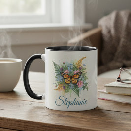 Butterfly Floral Wreath Two-Tone Coffee Mug Mok