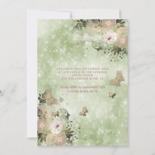 Butterfly florale tuinzoet zestien kaart (Achterkant)