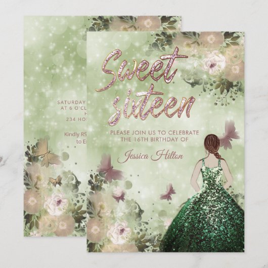 Butterfly florale tuinzoet zestien kaart (Voorkant / Achterkant)