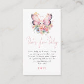 Butterfly Florals Script boeken voor Baby shower Informatiekaartje (Voorkant)