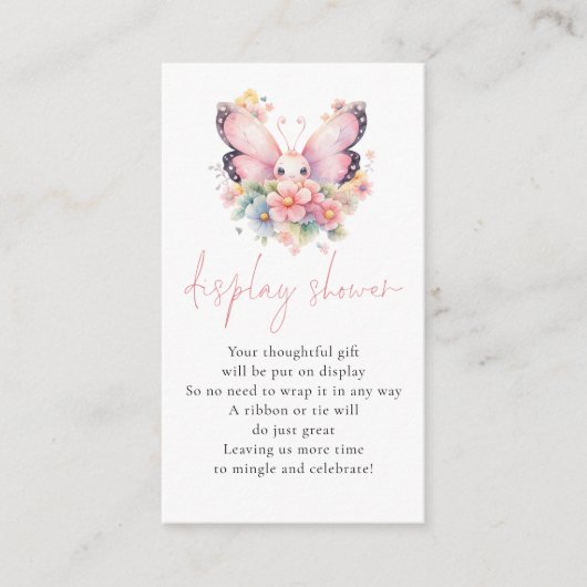 Butterfly Florals Script Display Baby shower Informatiekaartje (Voorkant)