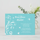 Butterfly flourish Vrijgezellenfeest Invite Turquo Kaart (Staand voorkant)