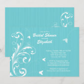 Butterfly flourish Vrijgezellenfeest Invite Turquo Kaart (Voorkant / Achterkant)