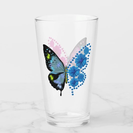 butterfly flower glas (Achterkant)