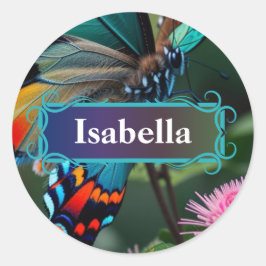 Butterfly Flower Naam Label Sticker