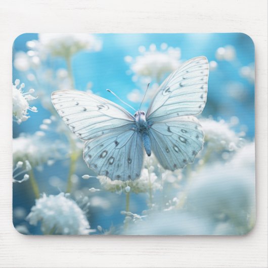 Butterfly Flower Natuur Serene Tranquil Muismat (Voorkant)