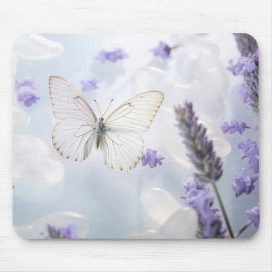Butterfly Flower Natuur Serene Tranquil Muismat (Voorkant)