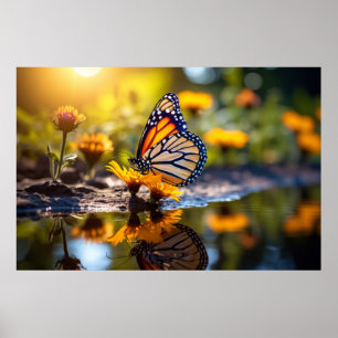 Butterfly Flower Natuur Serene Tranquil Poster
