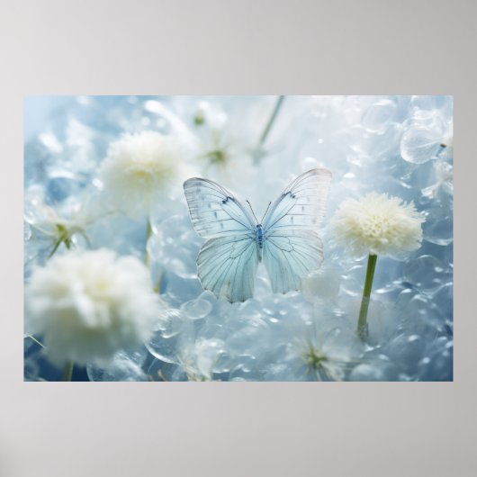 Butterfly Flower Natuur Serene Tranquil Poster (Voorkant)